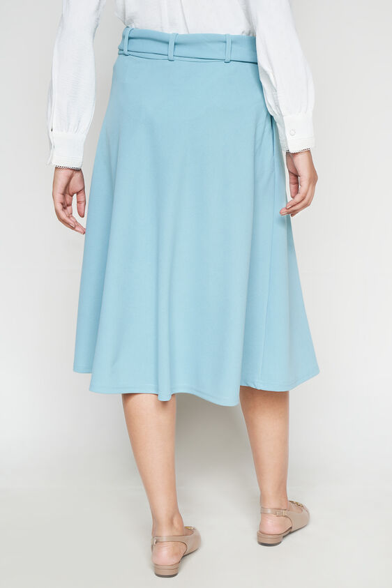 Blue Solid Flared Skirt, Blue, image 3